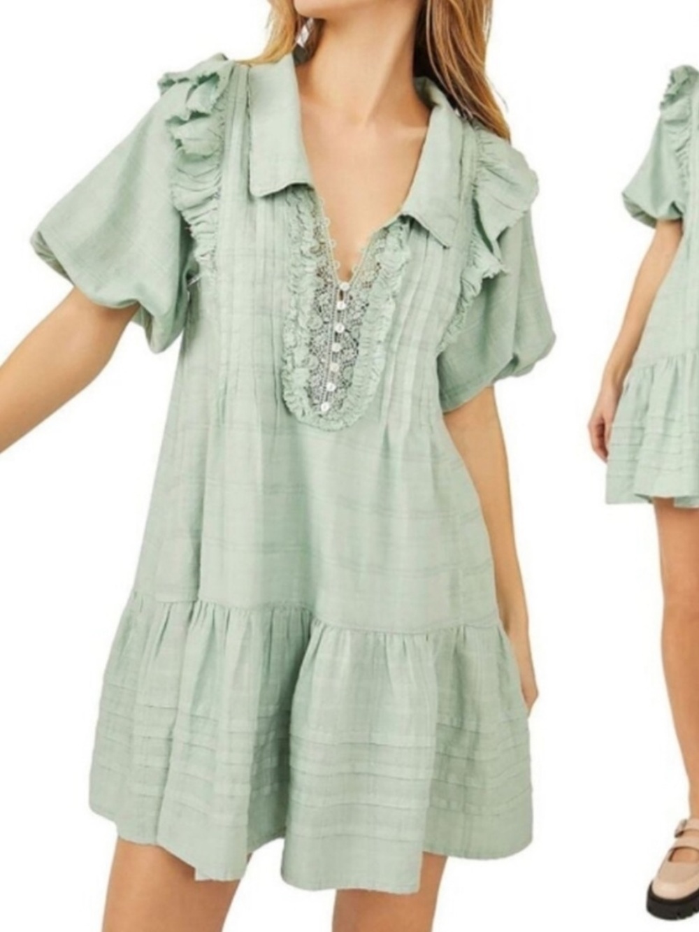 Free People Elora Mini Dress in the Mermaid's Tail green color Size XS